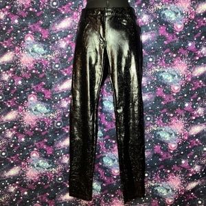 RARE Lip Service Rainbow Glitter Vinyl Jeans